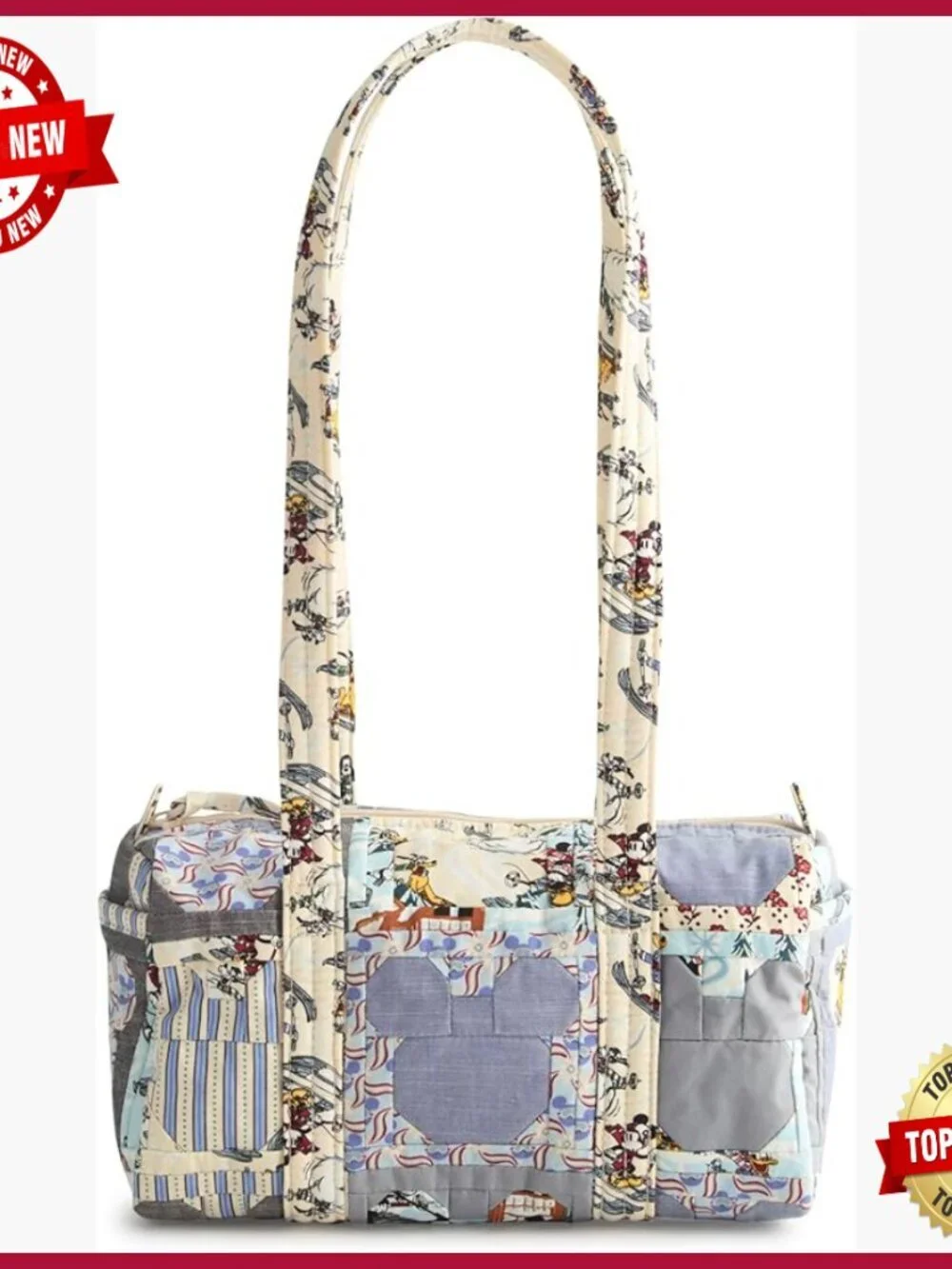 Premium Cotton Quilted Satchel Handbag with Zipper Closure